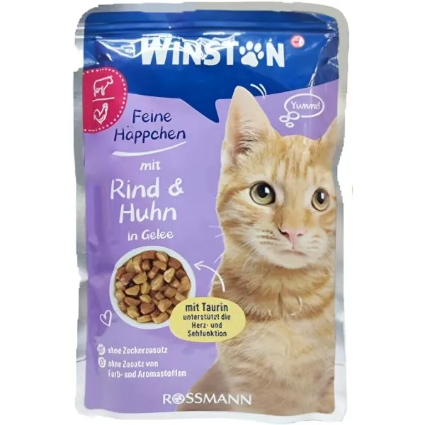 پوچ گربه وینستون طعم مرغ و گوشت گاو در ژله