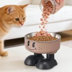 ظرف غذای گربه پایه‌دار استیل مدل اسمایل موکا - Image 7